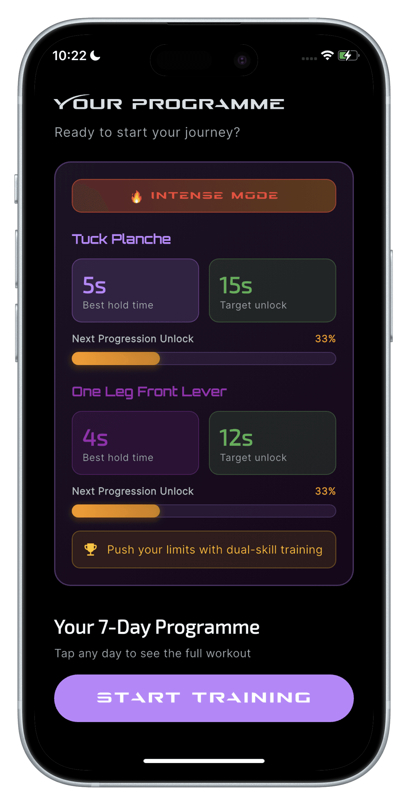 Gravitix app screen showing Your exact session